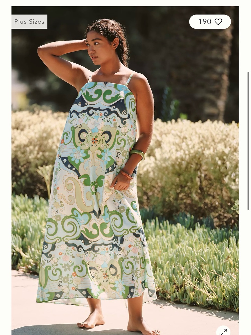 Anthropologie 2XL Plus Size Strappy Maxi Dress in Green & Blue Paisley Print